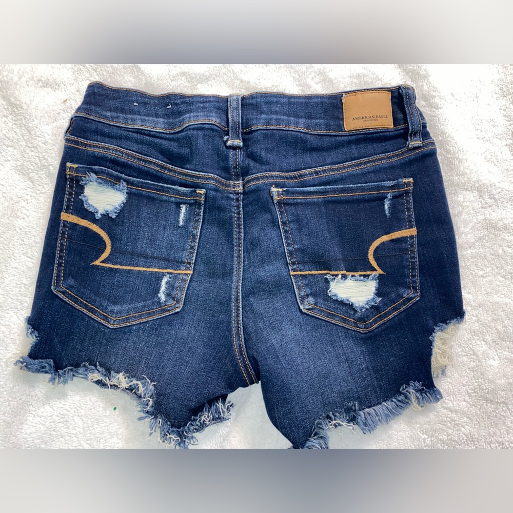 American Eagle next level stretch Jean shorts size 8 barbiecore summer - Picture 2 of 6